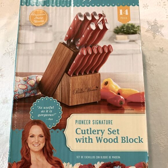 NWT The Pioneer Woman Knife Set with Wooden Block 14 Pc - Picture 7 of 7